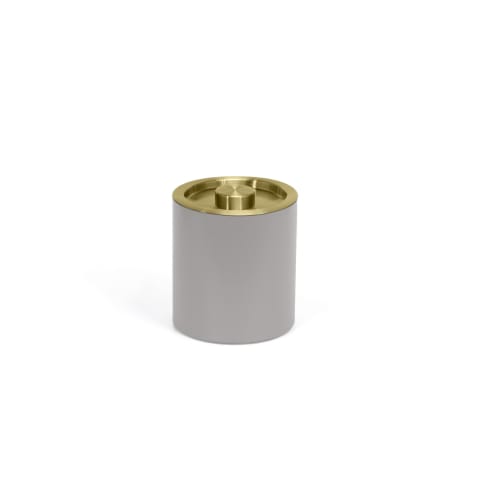 London Ice Bucket 2 Quart Round, Stone with Matte Brass Lid